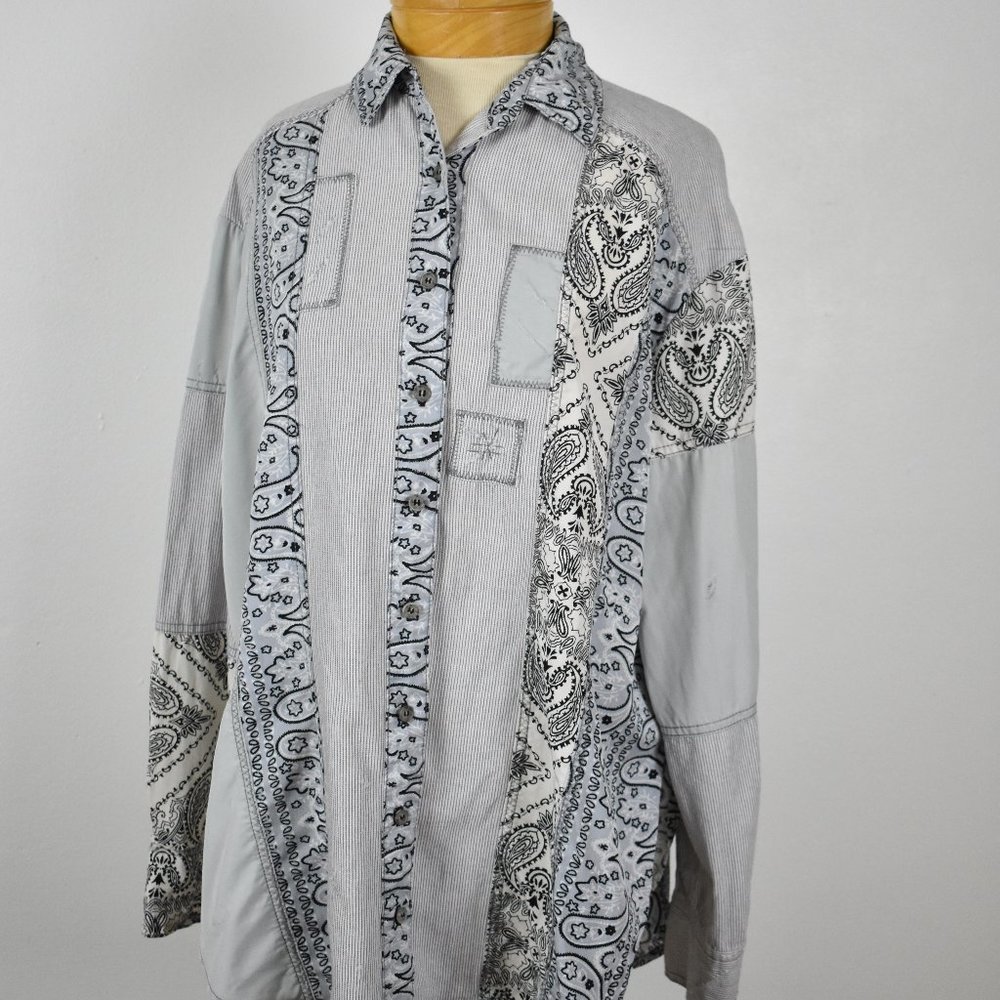 Free People Patchwork Tunic Button Down Shirt - image 1